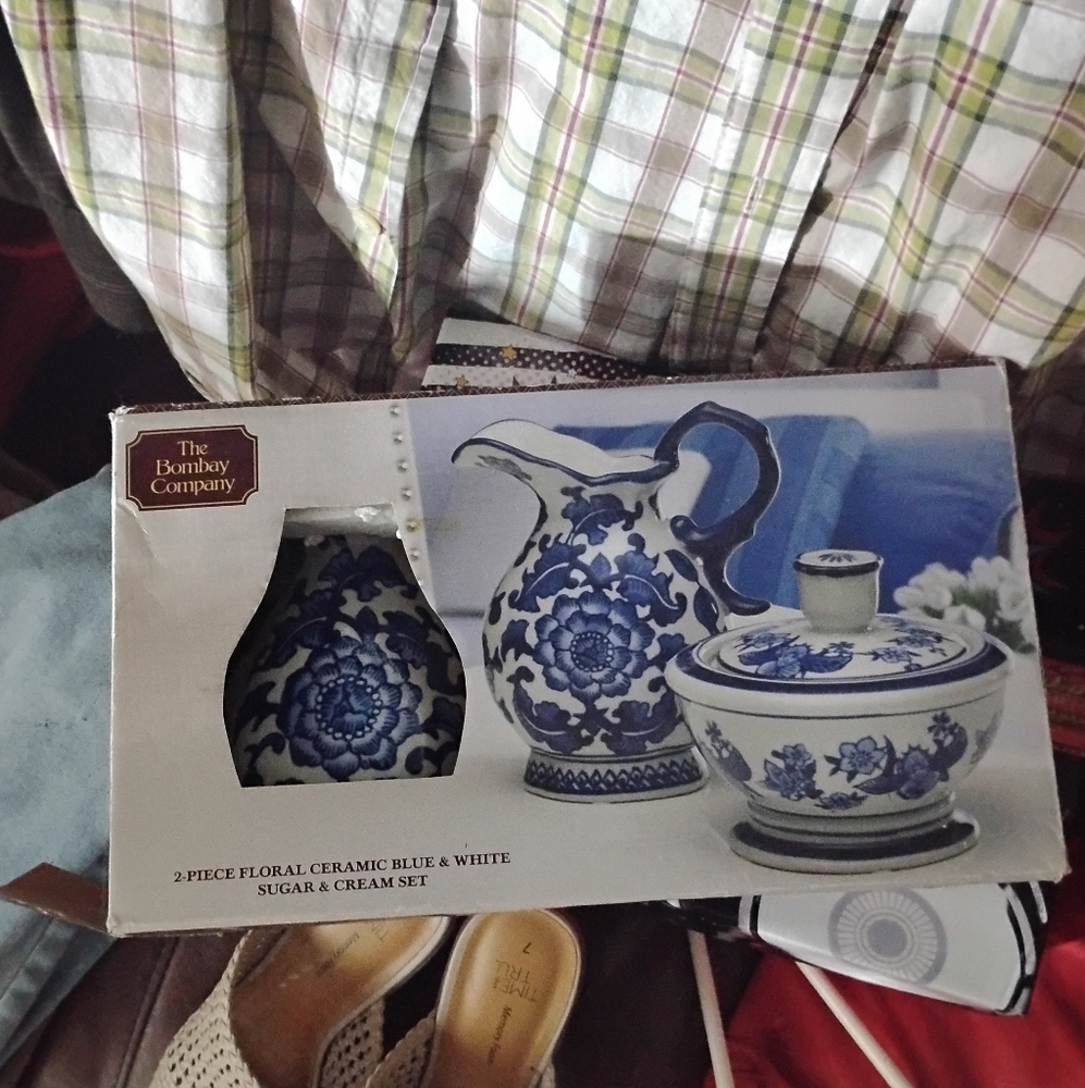 The Bombay Company Blue & White Floral Ceramic Set